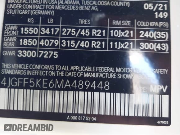 ✅ 2021 Mercedes-Benz GLS 450 • VIN: 4JGFF5KE6MA489448 • Lot: 43583298. Wystawiony na IAAI z przebiegiem 44 912 mil. Bezpłatny archiwum sprzedaży aukcyjnych z USA i szczegółowy raport historii pojazdu na DreamBid. Zdjęcie 9.