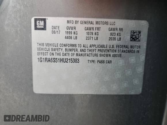 2017 Chevrolet Volt LT с VIN 1G1RA6S51HU215383, выставлен на аукционе Copart как лот 59653413 с пробегом 132 402 миль миль и . История ставок и продаж доступна на DreamBid. Изображение 13.