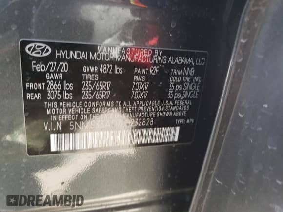 2020 Hyundai Santa Fe SEL z VIN 5NMS33AD7LH232828, wystawiony jako Copart lot #69088152 z przebiegiem 25 770 mil mil oraz . Historia ofert i sprzedaży dostępna na DreamBid. Obrazek 13.