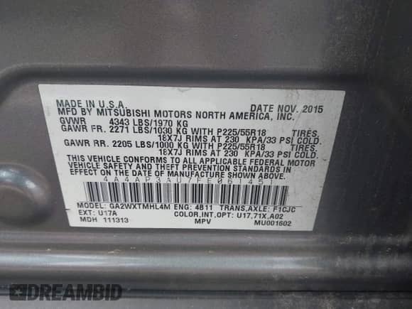 2015 Mitsubishi Outlander ES с VIN 4A4AP3AU7FE061451, выставлен на аукционе IAAI как лот 43218639 с пробегом 105 688 миль миль и . История ставок и продаж доступна на DreamBid. Изображение 9.