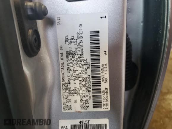 ✅ 2013 Toyota Tundra Limited • VIN: 5TFHY5F18DX296164 • Lot: 91662025. Wystawiony na Copart z przebiegiem 200 274 mil. Bezpłatny archiwum sprzedaży aukcyjnych z USA i szczegółowy raport historii pojazdu na DreamBid. Zdjęcie 12.