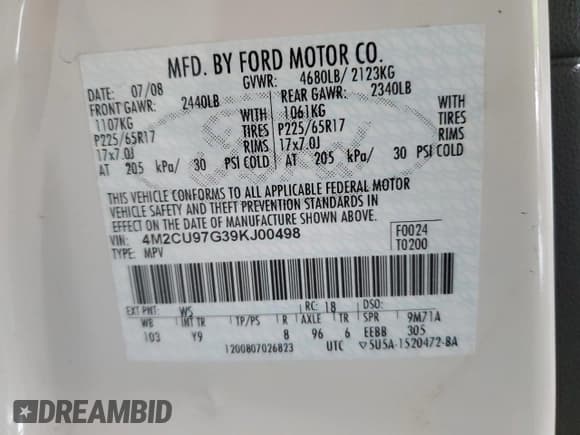 ✅ 2009 Mercury Mariner Premier • VIN: 4M2CU97G39KJ00498 • Lot: 60049555. Wystawiony na Copart z przebiegiem 97 212 mil. Bezpłatny archiwum sprzedaży aukcyjnych z USA i szczegółowy raport historii pojazdu na DreamBid. Zdjęcie 14.