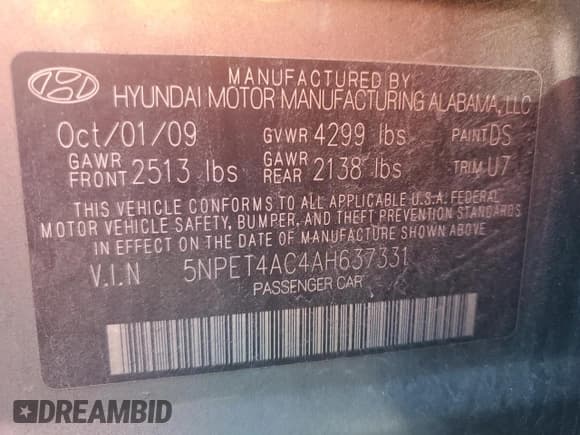 ✅ 2010 Hyundai Sonata GLS • VIN: 5NPET4AC4AH637331 • Лот: 86850444. Опубликован ранее на Copart с пробегом 158 921 миль. Бесплатный доступ к архиву аукционных продаж из США и подробный отчёт об истории автомобиля на DreamBid. Изображение 12.