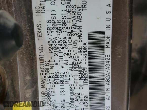 ✅ 2012 Toyota Tacoma PreRunner • VIN: 5TFJX4GN6CX014280 • Лот: 65262595. Опубликован ранее на Copart с пробегом 265 524 миль. Бесплатный доступ к архиву аукционных продаж из США и подробный отчёт об истории автомобиля на DreamBid. Изображение 12.