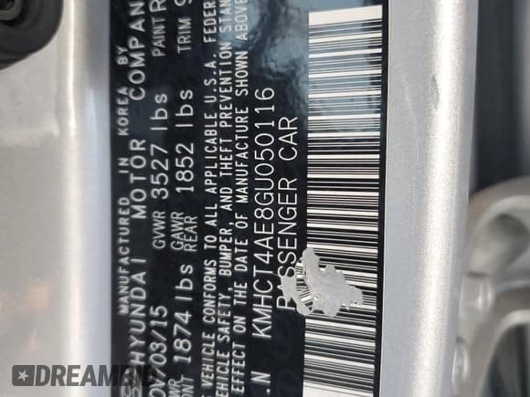 ✅ 2016 Hyundai Accent SE • VIN: KMHCT4AE8GU050116 • Лот: 81826084. Опубликован ранее на Copart с пробегом Не указан. Бесплатный доступ к архиву аукционных продаж из США и подробный отчёт об истории автомобиля на DreamBid. Изображение 12.