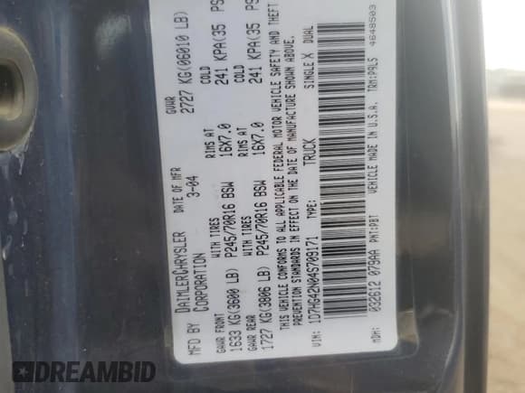 ✅ 2004 Dodge Dakota SLT • VIN: 1D7HG42N04S709171 • Lot: 51154775. Wystawiony na Copart z przebiegiem 116 609 mil. Bezpłatny archiwum sprzedaży aukcyjnych z USA i szczegółowy raport historii pojazdu na DreamBid. Zdjęcie 14.