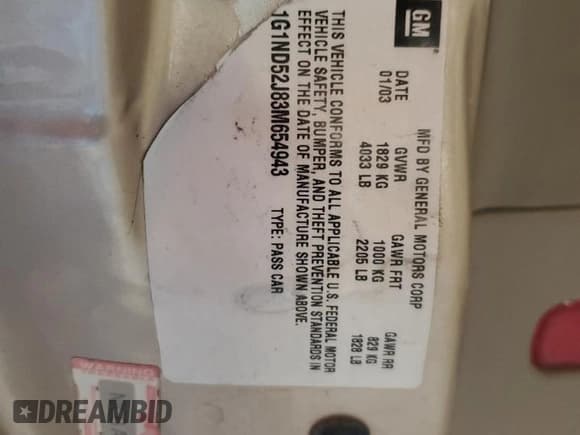 ✅ 2003 Chevrolet Malibu • VIN: 1G1ND52J83M654943 • Lot: 90929055. Listed on Copart with Not provided. Free auction sales archive from the USA and detailed vehicle history report at DreamBid. Image 12.