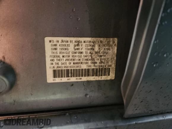 ✅ 2006 Acura TSX • VIN: JH4CL96816C013853 • Lot: 86842205. Listed on Copart with 211,187 mi. Free auction sales archive from the USA and detailed vehicle history report at DreamBid. Image 12.