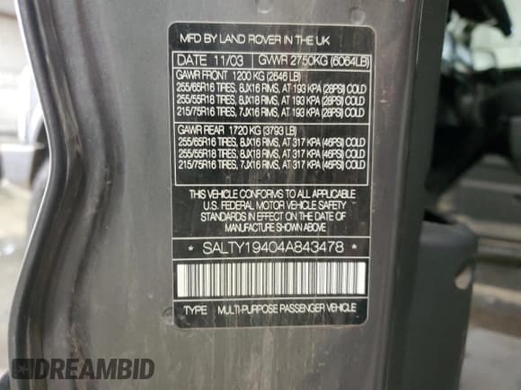 ✅ 2004 Land Rover Discovery SE • VIN: SALTY19404A843478 • Лот: 90023555. Опубликован ранее на Copart с пробегом 141 054 миль. Бесплатный доступ к архиву аукционных продаж из США и подробный отчёт об истории автомобиля на DreamBid. Изображение 13.