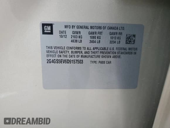 ✅ 2013 Buick Regal Turbo Premium 1 • VIN: 2G4GS5EV6D9157503 • Lot: 69720495. Wystawiony na Copart z przebiegiem 118 397 mil. Bezpłatny archiwum sprzedaży aukcyjnych z USA i szczegółowy raport historii pojazdu na DreamBid. Zdjęcie 12.
