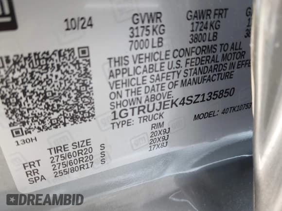 ✅ 2025 GMC Sierra 1500 Elevation • VIN: 1GTRUJEK4SZ135850 • Лот: 43287545. Опубликован ранее на IAAI с пробегом 777 миль. Бесплатный доступ к архиву аукционных продаж из США и подробный отчёт об истории автомобиля на DreamBid. Изображение 9.