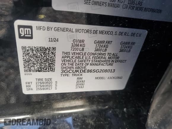 ✅ 2025 Chevrolet Silverado 1500 • VIN: 3GCUKDE86SG208013 • Лот: 81383525. Опубликован ранее на Copart с пробегом 7 423 миль. Бесплатный доступ к архиву аукционных продаж из США и подробный отчёт об истории автомобиля на DreamBid. Изображение 13.