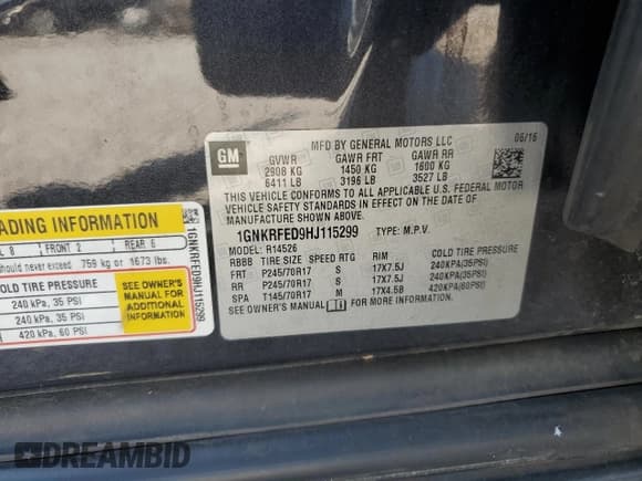 ✅ 2017 Chevrolet Traverse LS • VIN: 1GNKRFED9HJ115299 • Lot: 71327185. Listed on Copart with Not provided. Free auction sales archive from the USA and detailed vehicle history report at DreamBid. Image 13.