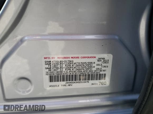 ✅ 2016 Mitsubishi Outlander ES • VIN: JA4AD2A3XGZ016476 • Лот: 81508375. Опубликован ранее на Copart с пробегом 140 349 миль. Бесплатный доступ к архиву аукционных продаж из США и подробный отчёт об истории автомобиля на DreamBid. Изображение 14.