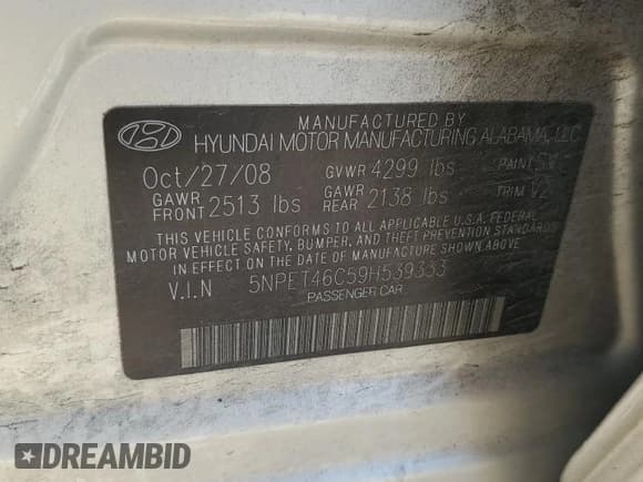 ✅ 2009 Hyundai Sonata GLS • VIN: 5NPET46C59H539333 • Лот: 78795214. Опубликован ранее на Copart с пробегом 93 338 миль. Бесплатный доступ к архиву аукционных продаж из США и подробный отчёт об истории автомобиля на DreamBid. Изображение 12.