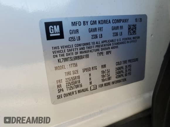 2021 Chevrolet TrailBlazer RS z VIN KL79MTSL6MB084188, wystawiony jako Copart lot #82558935 z przebiegiem 27 292 mil mil oraz Szkoda całkowita • Salvage title. Historia ofert i sprzedaży dostępna na DreamBid. Obrazek 12.