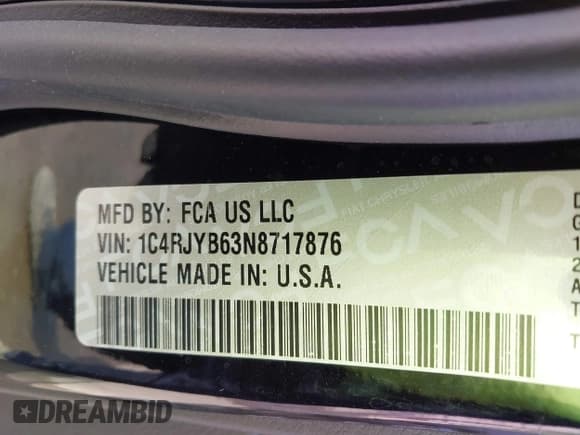 ✅ 2022 Jeep Grand Cherokee • VIN: 1C4RJYB63N8717876 • Lot: 42289481. Listed on IAAI with 22,853 mi. Free auction sales archive from the USA and detailed vehicle history report at DreamBid. Image 9.