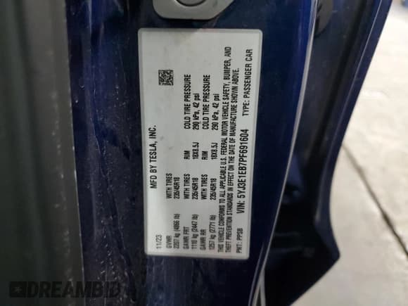 ✅ 2023 Tesla Model 3 Long Range • VIN: 5YJ3E1EB7PF691604 • Lot: 85392735. Wystawiony na Copart z przebiegiem 51 815 mil. Bezpłatny archiwum sprzedaży aukcyjnych z USA i szczegółowy raport historii pojazdu na DreamBid. Zdjęcie 13.