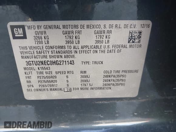 ✅ 2017 GMC Sierra 1500 SLT • VIN: 3GTU2NEC0HG271143 • Лот: 42837365. Опубликован ранее на IAAI с пробегом Не указан. Бесплатный доступ к архиву аукционных продаж из США и подробный отчёт об истории автомобиля на DreamBid. Изображение 9.