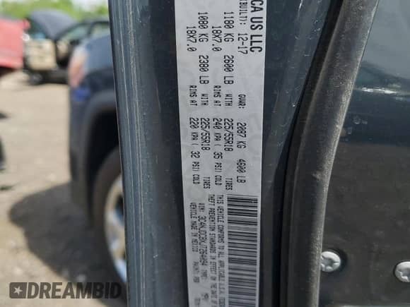 2018 Jeep Compass Limited с VIN 3C4NJDCBXJT264094, выставлен на аукционе Copart как лот 57117155 с пробегом 88 071 миль миль и Списание • Salvage title. История ставок и продаж доступна на DreamBid. Изображение 13.