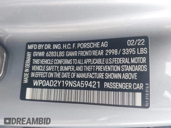 ✅ 2022 Porsche Taycan GTS • VIN: WP0AD2Y19NSA59421 • Лот: 43147077. Опубликован ранее на IAAI с пробегом 18 611 миль. Бесплатный доступ к архиву аукционных продаж из США и подробный отчёт об истории автомобиля на DreamBid. Изображение 9.