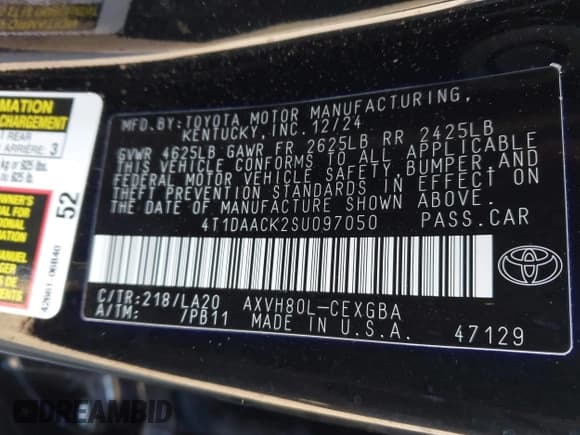 ✅ 2025 Toyota Camry SE • VIN: 4T1DAACK2SU097050 • Lot: 43465693. Wystawiony na IAAI z przebiegiem 11 415 mil. Bezpłatny archiwum sprzedaży aukcyjnych z USA i szczegółowy raport historii pojazdu na DreamBid. Zdjęcie 9.