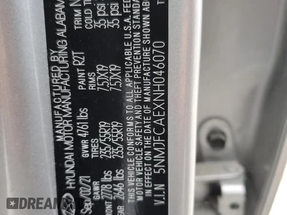 ✅ 2022 Hyundai Tucson SEL • VIN: 5NMJFCAEXNH046070 • Лот: 59991724. Опубликован ранее на Copart с пробегом 38 615 миль. Бесплатный доступ к архиву аукционных продаж из США и подробный отчёт об истории автомобиля на DreamBid. Изображение 14.