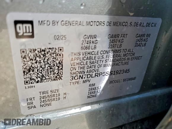 ✅ 2025 Chevrolet Equinox EV LT • VIN: 3GN7DLRP5SS192345 • Lot: 95234915. Wystawiony na Copart z przebiegiem 18 559 mil. Bezpłatny archiwum sprzedaży aukcyjnych z USA i szczegółowy raport historii pojazdu na DreamBid. Zdjęcie 12.