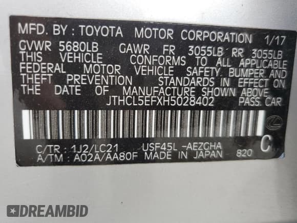 ✅ 2017 Lexus LS 460 • VIN: JTHCL5EFXH5028402 • Lot: 55575915. Wystawiony na Copart z przebiegiem 99 532 mil. Bezpłatny archiwum sprzedaży aukcyjnych z USA i szczegółowy raport historii pojazdu na DreamBid. Zdjęcie 13.