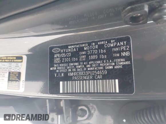 ✅ 2023 Hyundai Venue SEL • VIN: KMHRC8A33PU254659 • Lot: 41351058. Listed on IAAI with 17,547 mi. Free auction sales archive from the USA and detailed vehicle history report at DreamBid. Image 9.