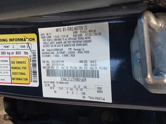 ✅ 2014 Lincoln MKZ Hybrid • VIN: 3LN6L2LU2ER805609 • Lot: 42147588. Wystawiony na IAAI z przebiegiem 81 622 mil. Bezpłatny archiwum sprzedaży aukcyjnych z USA i szczegółowy raport historii pojazdu na DreamBid. Zdjęcie 9.