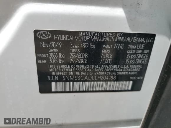 ✅ 2020 Hyundai Santa Fe SEL • VIN: 5NMS3CAD0LH204188 • Lot: 50490344. Wystawiony na Copart z przebiegiem 29 458 mil. Bezpłatny archiwum sprzedaży aukcyjnych z USA i szczegółowy raport historii pojazdu na DreamBid. Zdjęcie 12.