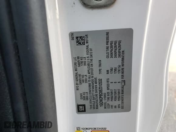 ✅ 2014 Chevrolet Silverado 1500 Work Truck • VIN: 1GCNCPEC8EZ312532 • Lot: 82318855. Listed on Copart with 185,544 mi. Free auction sales archive from the USA and detailed vehicle history report at DreamBid. Image 12.