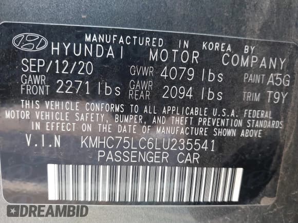 ✅ 2020 Hyundai Ioniq SE • VIN: KMHC75LC6LU235541 • Lot: 40929520. Wystawiony na IAAI z przebiegiem 96 679 mil. Bezpłatny archiwum sprzedaży aukcyjnych z USA i szczegółowy raport historii pojazdu na DreamBid. Zdjęcie 9.