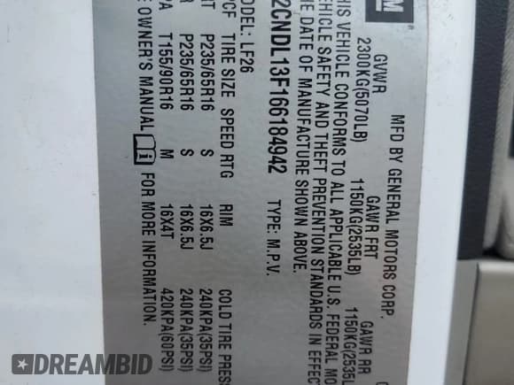 ✅ 2006 Chevrolet Equinox LS • VIN: 2CNDL13F166184942 • Лот: 54658045. Опубликован ранее на Copart с пробегом 41 443 миль. Бесплатный доступ к архиву аукционных продаж из США и подробный отчёт об истории автомобиля на DreamBid. Изображение 12.