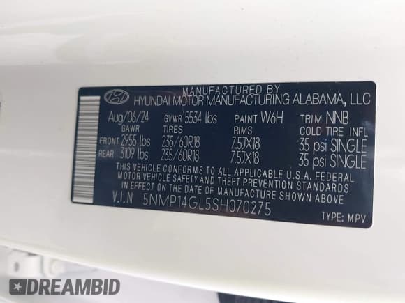 ✅ 2025 Hyundai Santa Fe SE • VIN: 5NMP14GL5SH070275 • Lot: 43286384. Wystawiony na IAAI z przebiegiem 10 123 mil. Bezpłatny archiwum sprzedaży aukcyjnych z USA i szczegółowy raport historii pojazdu na DreamBid. Zdjęcie 9.