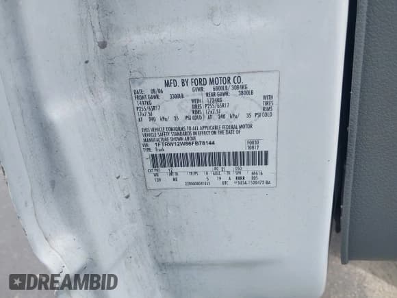 ✅ 2006 Ford F-150 XLT • VIN: 1FTRW12W86FB78144 • Lot: 42894845. Wystawiony na IAAI z przebiegiem 247 487 mil. Bezpłatny archiwum sprzedaży aukcyjnych z USA i szczegółowy raport historii pojazdu na DreamBid. Zdjęcie 9.