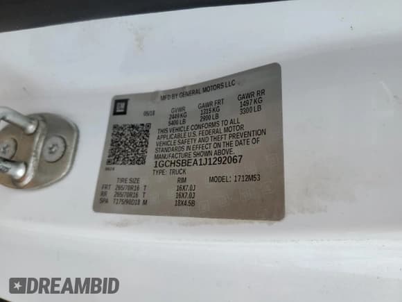 ✅ 2018 Chevrolet Colorado 2WD Work Truck • VIN: 1GCHSBEA1J1292067 • Лот: 67101014. Опубликован ранее на Copart с пробегом Не указан. Бесплатный доступ к архиву аукционных продаж из США и подробный отчёт об истории автомобиля на DreamBid. Изображение 12.