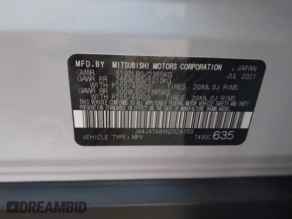 ✅ 2022 Mitsubishi Outlander ES • VIN: JA4J4TA85NZ029750 • Lot: 42404627. Listed on IAAI with 37,975 mi. Free auction sales archive from the USA and detailed vehicle history report at DreamBid. Image 9.