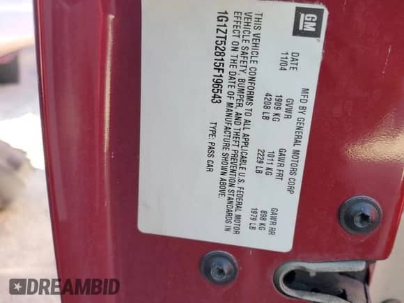 2005 Chevrolet Malibu LS z VIN 1G1ZT52815F196543, wystawiony jako Copart lot #76850064 z przebiegiem 103 013 mil mil oraz Nie do naprawy • Non repairable. Historia ofert i sprzedaży dostępna na DreamBid. Obrazek 12.