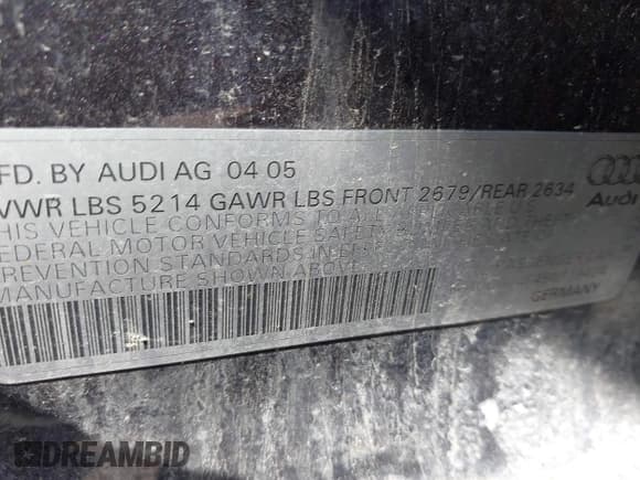 ✅ 2005 Audi A6 • VIN: WAUDG74F45N119424 • Лот: 42445823. Опубликован ранее на IAAI с пробегом Не указан. Бесплатный доступ к архиву аукционных продаж из США и подробный отчёт об истории автомобиля на DreamBid. Изображение 9.