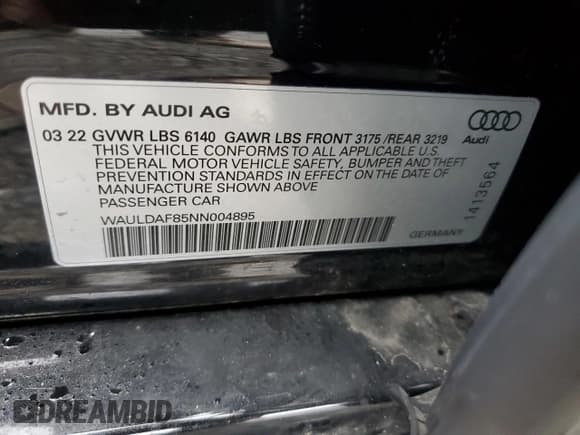 ✅ 2022 Audi A8 • VIN: WAULDAF85NN004895 • Lot: 51758025. Wystawiony na Copart z przebiegiem 61 164 mil. Bezpłatny archiwum sprzedaży aukcyjnych z USA i szczegółowy raport historii pojazdu na DreamBid. Zdjęcie 12.