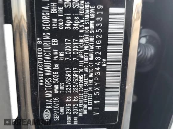 ✅ 2017 Kia Sorento LX • VIN: 5XYPG4A32HG253319 • Лот: 91678625. Опубликован ранее на Copart с пробегом 104 396 миль. Бесплатный доступ к архиву аукционных продаж из США и подробный отчёт об истории автомобиля на DreamBid. Изображение 12.