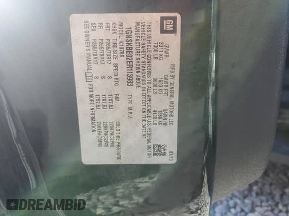 2014 Chevrolet Tahoe LT с VIN 1GNSKBE02ER113983, выставлен на аукционе Copart как лот 87454885 с пробегом 150 538 миль миль и Чистый • Clean title. История ставок и продаж доступна на DreamBid. Изображение 13.