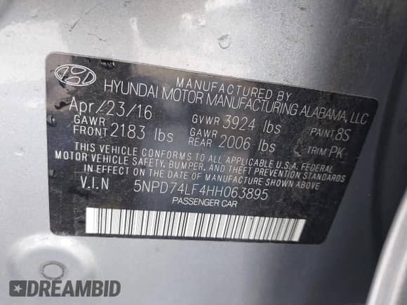 2017 Hyundai Elantra SE с VIN 5NPD74LF4HH063895, выставлен на аукционе IAAI как лот 43465521 с пробегом 116 118 миль миль и . История ставок и продаж доступна на DreamBid. Изображение 9.