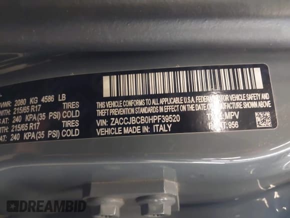 ✅ 2017 Jeep Renegade Trailhawk • VIN: ZACCJBCB0HPF39520 • Lot: 42204578. Listed on IAAI with 131,938 mi. Free auction sales archive from the USA and detailed vehicle history report at DreamBid. Image 9.