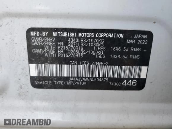 ✅ 2022 Mitsubishi Outlander Sport SE • VIN: JA4AJVAW8NU604875 • Lot: 79654684. Wystawiony na Copart z przebiegiem 49 361 mil. Bezpłatny archiwum sprzedaży aukcyjnych z USA i szczegółowy raport historii pojazdu na DreamBid. Zdjęcie 14.