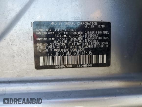 ✅ 2019 Subaru Crosstrek Limited • VIN: JF2GTAMC8K8274505 • Лот: 90856065. Опубликован ранее на Copart с пробегом 141 573 миль. Бесплатный доступ к архиву аукционных продаж из США и подробный отчёт об истории автомобиля на DreamBid. Изображение 12.