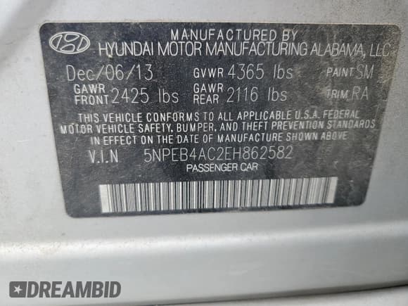 ✅ 2014 Hyundai Sonata GLS • VIN: 5NPEB4AC2EH862582 • Lot: 52000204. Wystawiony na Copart z przebiegiem 193 890 mil. Bezpłatny archiwum sprzedaży aukcyjnych z USA i szczegółowy raport historii pojazdu na DreamBid. Zdjęcie 12.