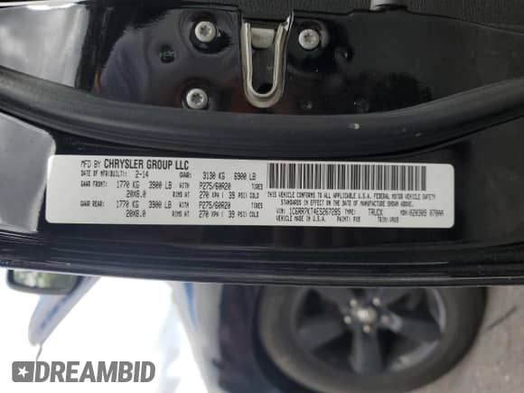 2014 Ram 1500 Tradesman with VIN 1C6RR7KT4ES267285, listed as a Copart auction lot 57248955 with 140,450 mi miles and Salvage title. Bid and sale history available at DreamBid. Image 12.